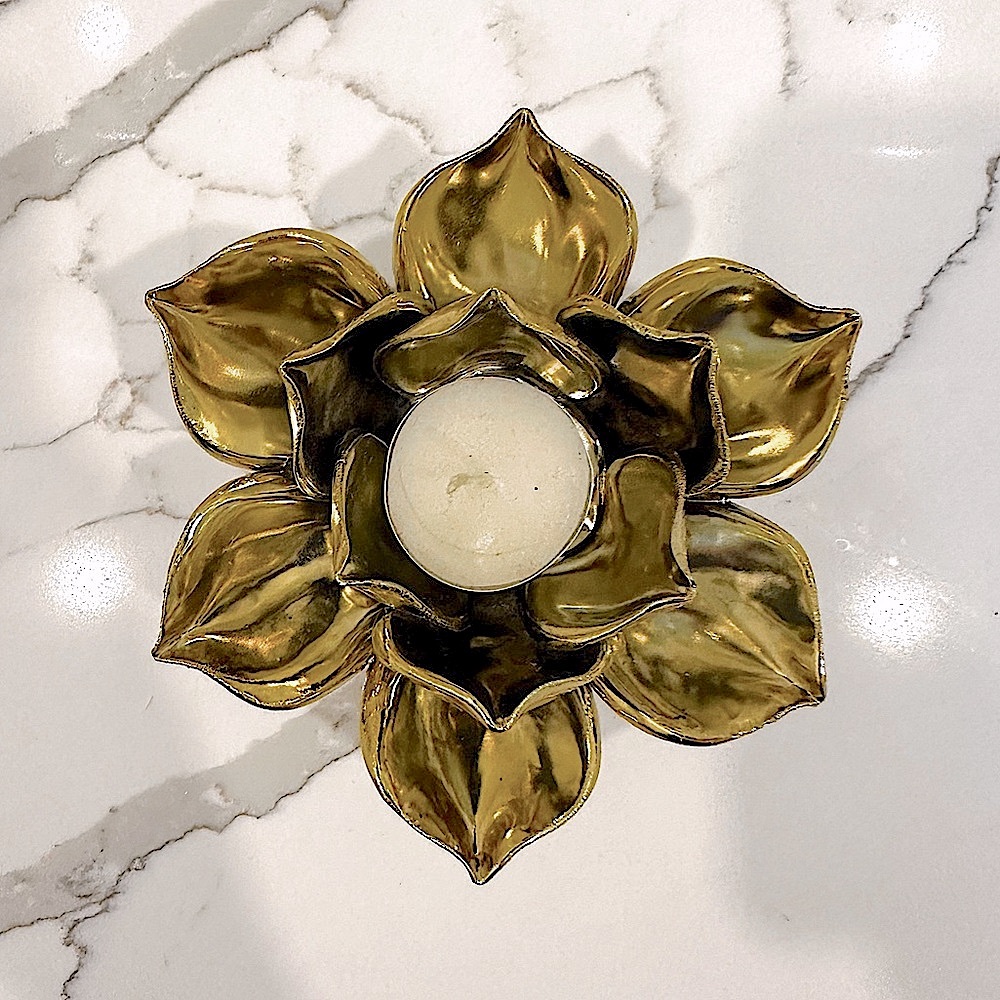 Gold Flower Petal Single Candle Holder - Picture 3 of 5